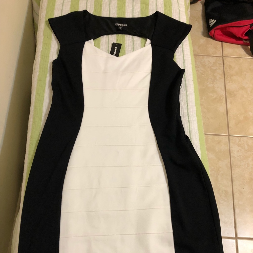 Black and white mini dress